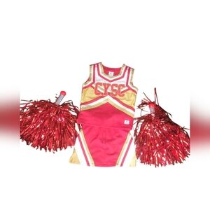 CYSC Youth Cheerleader Costume Set - Red and Gold Chassé